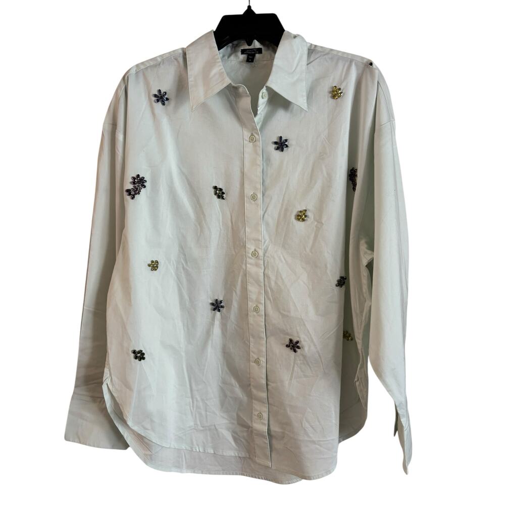 Express Poplin Embellished Boyfriend Portofino Button Up Shirt Medium NWOT - Picture 1 of 6